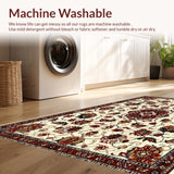 Ultra Soft Area Rug, Non Slip, Stain Resistant, Washable Area Rugs for Living Room, Bedroom, Traditional Floral Motif(Beige)
