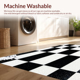 Ultra Soft Area Rug, Non Slip, Stain Resistant, Washable Area Rugs for Living Room, Bedroom, Checkered Low Pile(Black)