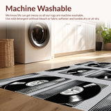 Ultra Soft Area Rug, Non Slip, Stain Resistant, Washable Area Rugs for Living Room, Bedroom, Retro Music Room Non-Slip Rug(Black) - ODIKA
