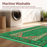 Ultra Soft Area Rug, Non Slip, Stain Resistant, Washable Area Rugs for Living Room, Bedroom, Vintage Oriental Boho(Green)