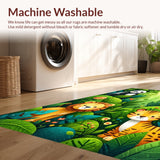 Ultra Soft Area Rug, Non Slip, Stain Resistant, Washable Area Rugs for Living Room, Bedroom, Playful Green Jungle Animal Nursery Rug(Green)