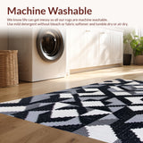 Ultra Soft Area Rug, Non Slip, Stain Resistant, Washable Area Rugs for Living Room, Bedroom, Modern Geometric Living Room Carpet(Black)
