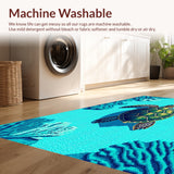 Ultra Soft Area Rug, Non Slip, Stain Resistant, Washable Area Rugs for Living Room, Bedroom, coastal nautical turtle(Blue)
