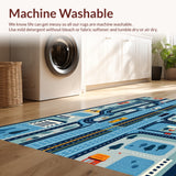 Ultra Soft Area Rug, Non Slip, Stain Resistant, Washable Area Rugs for Living Room, Bedroom, City Map Race Track(Blue)