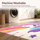 Ultra Soft Area Rug, Non Slip, Stain Resistant, Washable Area Rugs for Living Room, Bedroom, Fluffy Unicorn Shag(Red)