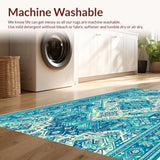 Ultra Soft Area Rug, Non Slip, Stain Resistant, Washable Area Rugs for Living Room, Bedroom, Vintage Boho Soft Playroom Rug(Blue)