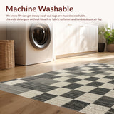 Ultra Soft Area Rug, Non Slip, Stain Resistant, Washable Area Rugs for Living Room, Bedroom, Faux Wool Plaid Checkered(Gray)