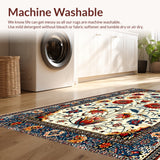 Ultra Soft Area Rug, Non Slip, Stain Resistant, Washable Area Rugs for Living Room, Bedroom, Floral Multi Color Outdoor Yoga Rug(White)