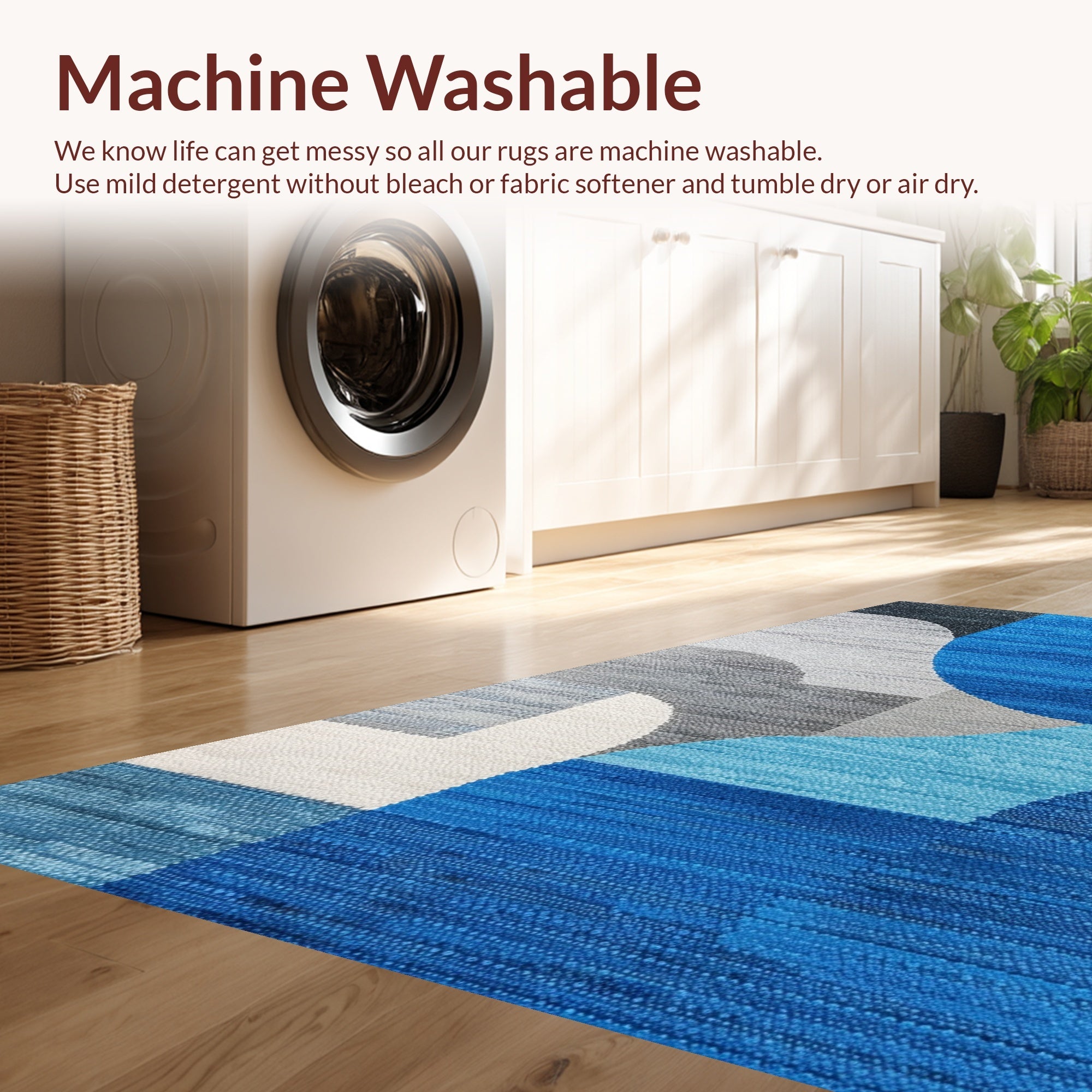 Ultra Soft Area Rug, Non Slip, Stain Resistant, Washable Area Rugs for Living Room, Bedroom, Modern Abstract Grey Blue Living Room Rug(Blue) - ODIKA