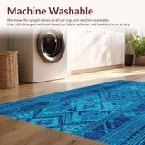Ultra Soft Area Rug, Non Slip, Stain Resistant, Washable Area Rugs for Living Room, Bedroom, Boho Traditional Non-Shedding(Blue)