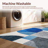 Ultra Soft Area Rug, Non Slip, Stain Resistant, Washable Area Rugs for Living Room, Bedroom, Modern Abstract Easy Care Living Room(Blue)
