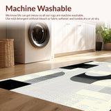 Ultra Soft Area Rug, Non Slip, Stain Resistant, Washable Area Rugs for Living Room, Bedroom, Handmade Wool Abstract(Black)