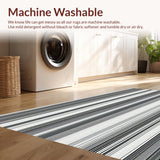 Ultra Soft Area Rug, Non Slip, Stain Resistant, Washable Area Rugs for Living Room, Bedroom, Monochrome Maze: Striped Accent Rug, Bold Style(Black)