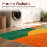 Ultra Soft Area Rug, Non Slip, Stain Resistant, Washable Area Rugs for Living Room, Bedroom, Abstract Geometric Striped(Orange)