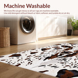 Ultra Soft Area Rug, Non Slip, Stain Resistant, Washable Area Rugs for Living Room, Bedroom, Faux Cow Print Western Living Room(White)
