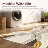 Ultra Soft Area Rug, Non Slip, Stain Resistant, Washable Area Rugs for Living Room, Bedroom, Ultra-Thin Modern Print(Beige)