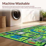Ultra Soft Area Rug, Non Slip, Stain Resistant, Washable Area Rugs for Living Room, Bedroom, Race Track Play Mat(Green)