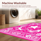 Ultra Soft Area Rug, Non Slip, Stain Resistant, Washable Area Rugs for Living Room, Bedroom, Vibrant Pink Western Themed Washable Bath Mat(Pink)