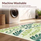 Ultra Soft Area Rug, Non Slip, Stain Resistant, Washable Area Rugs for Living Room, Bedroom, Boho Green Botanical Entryway Non-Slip Washable Rug(Green)