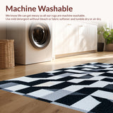 Ultra Soft Area Rug, Non Slip, Stain Resistant, Washable Area Rugs for Living Room, Bedroom, Modern Geometric Non-Shedding(Black)