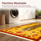 Ultra Soft Area Rug, Non Slip, Stain Resistant, Washable Area Rugs for Living Room, Bedroom, Vintage Boho Leopard Print(Yellow)