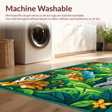 Ultra Soft Area Rug, Non Slip, Stain Resistant, Washable Area Rugs for Living Room, Bedroom, Vibrant Kids Jungle Theme Playroom Carpet(Green)