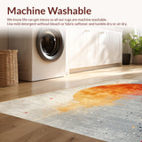 Ultra Soft Area Rug, Non Slip, Stain Resistant, Washable Area Rugs for Living Room, Bedroom, Boho Moon Phase Witch(Orange)