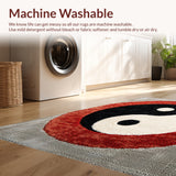 Ultra Soft Area Rug, Non Slip, Stain Resistant, Washable Area Rugs for Living Room, Bedroom, yin yang circle rug(Red)