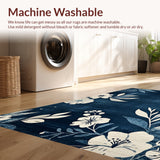 Ultra Soft Area Rug, Non Slip, Stain Resistant, Washable Area Rugs for Living Room, Bedroom, Butterfly Floral Washable Kids Playroom Carpet(Black)