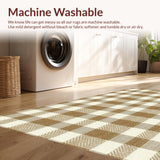 Ultra Soft Area Rug, Non Slip, Stain Resistant, Washable Area Rugs for Living Room, Bedroom, Checkered Shaggy Fluffy(Beige)