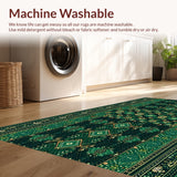 Ultra Soft Area Rug, Non Slip, Stain Resistant, Washable Area Rugs for Living Room, Bedroom, Retro Zodiac Entryway Carpet with Thin Washable Design(Green)