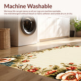Ultra Soft Area Rug, Non Slip, Stain Resistant, Washable Area Rugs for Living Room, Bedroom, Beige Vintage Floral Living Room Rug(Beige)