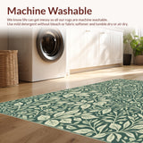 Ultra Soft Area Rug, Non Slip, Stain Resistant, Washable Area Rugs for Living Room, Bedroom, Washable Woodcut Print Entryway Door Mat(Green)