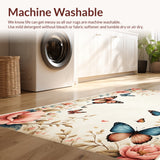 Ultra Soft Area Rug, Non Slip, Stain Resistant, Washable Area Rugs for Living Room, Bedroom, Nature-Inspired Living Room Low Pile Carpet(Ivory)