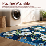 Ultra Soft Area Rug, Non Slip, Stain Resistant, Washable Area Rugs for Living Room, Bedroom, Floral Soft Touch Islamic Prayer Mat(Blue)