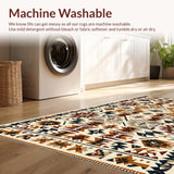 Ultra Soft Area Rug, Non Slip, Stain Resistant, Washable Area Rugs for Living Room, Bedroom, Non-Slip Western Aztec Living Room Rug(Brown)