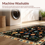 Ultra Soft Area Rug, Non Slip, Stain Resistant, Washable Area Rugs for Living Room, Bedroom, Whimsical Boho Insect Print Bedroom Rug Black(Black)