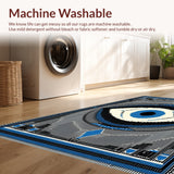 Ultra Soft Area Rug, Non Slip, Stain Resistant, Washable Area Rugs for Living Room, Bedroom, Evil Eye Tassel Boho(Blue)