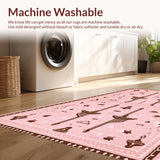 Ultra Soft Area Rug, Non Slip, Stain Resistant, Washable Area Rugs for Living Room, Bedroom, Cute Rodeo Cowgirl Pink Bathroom Decor Rug(Beige)