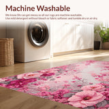 Ultra Soft Area Rug, Non Slip, Stain Resistant, Washable Area Rugs for Living Room, Bedroom, Romantic Rose Floral(Pink)