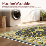 Ultra Soft Area Rug, Non Slip, Stain Resistant, Washable Area Rugs for Living Room, Bedroom, Soft Velvet Arabic Meditation Mat(Blue)