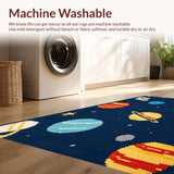 Ultra Soft Area Rug, Non Slip, Stain Resistant, Washable Area Rugs for Living Room, Bedroom, Cute Colorful Space Carpet for Boys Bedroom(Blue)