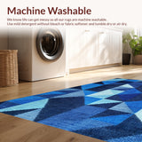 Ultra Soft Area Rug, Non Slip, Stain Resistant, Washable Area Rugs for Living Room, Bedroom, Hawaiian Turtle Geometric(Blue)