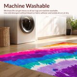 Ultra Soft Area Rug, Non Slip, Stain Resistant, Washable Area Rugs for Living Room, Bedroom, Fluffy Tie Dye Rainbow(Purple)