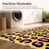 Ultra Soft Area Rug, Non Slip, Stain Resistant, Washable Area Rugs for Living Room, Bedroom, Soft Fluffy Pink Leopard Bedroom Decor(Yellow)
