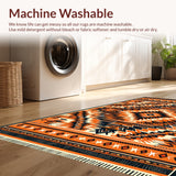 Ultra Soft Area Rug, Non Slip, Stain Resistant, Washable Area Rugs for Living Room, Bedroom, Boho Geometric Stain Resistant Living Room(Orange)