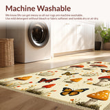 Ultra Soft Area Rug, Non Slip, Stain Resistant, Washable Area Rugs for Living Room, Bedroom, Unique Mushroom Spring Kitchen Decor(Beige)