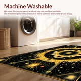 Ultra Soft Area Rug, Non Slip, Stain Resistant, Washable Area Rugs for Living Room, Bedroom, Boho Celestial Moon Stars(Black)