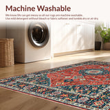 Ultra Soft Area Rug, Non Slip, Stain Resistant, Washable Area Rugs for Living Room, Bedroom, Boho Oriental Low-Pile(Red)
