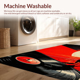 Ultra Soft Area Rug, Non Slip, Stain Resistant, Washable Area Rugs for Living Room, Bedroom, Retro Music Theme Non-Slip Bathroom Rug(Red)